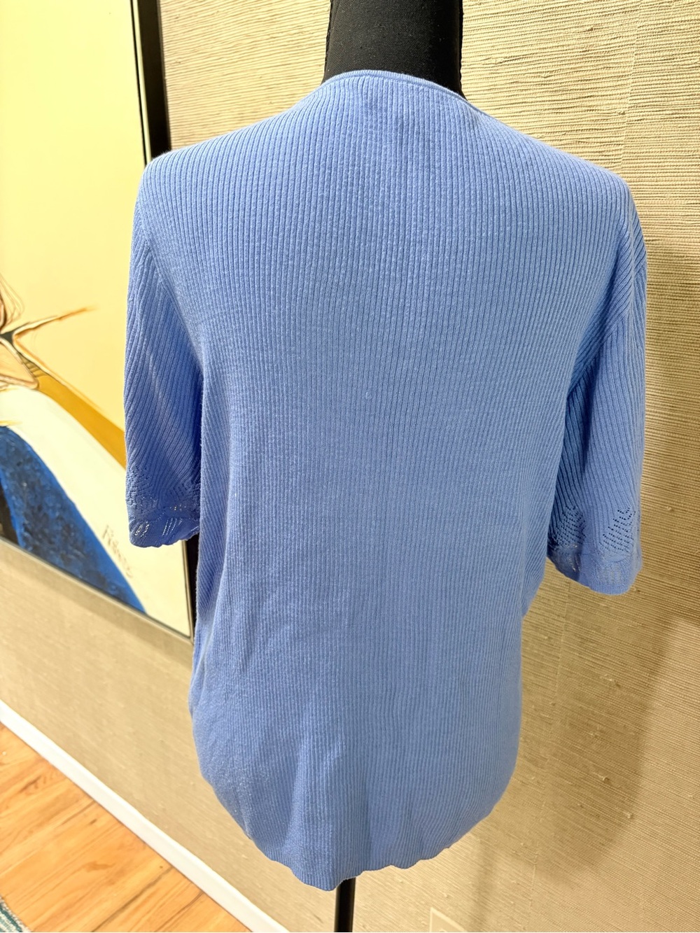 LOFT Periwinkle Ribbed V-Neck Top - Picture 2 of 4